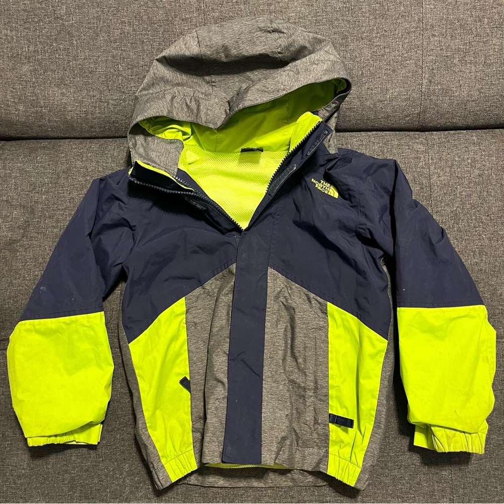 The North Face Kids' Navy and Neon Yellow Raincoat